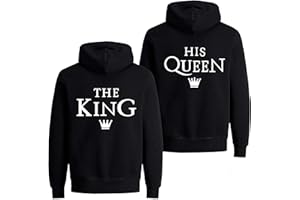 Couples Shop Herren Damen Partner King Queen Pullover Fun-Look Paare Hoodie mit Spruch Aufdruck