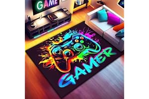 PEIHUODAN Gaming Bereich Teppich Kinderteppich Jungen Kinder 3d-gedruckter Neon-spiele Cool Graffiti Gaming Gamer Muster Sofa Bett Teppiche Gaming Schlafzimmer Gaming Zimmer Deko Carpets (Graffiti,120x160cm)
