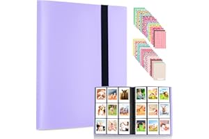 AMIMY 432 Bolsillos Mini Álbum de Fotos para Fujifilm Instax Mini 7s 7+ 8 8+ 9 11 12 25 26 50s 70 90 Película Cámara Instantánea y Tarjeta de Nombre (Morado)