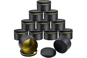 Akamino 12 Pcs Candle Tins, 8 oz Candle Jars with Lid, Empty Metal Candle Containers for Candle Making or Candle DIY (Black)