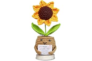 VELENTI Gift for Mum - Handmade Positive Sunflower Doll Crochet with Card - I Love You - Mum Gift from Daughter, Son, Kid - Mothers Day, Christmas, Birthday Present Idea - Knitted Decor