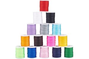 PH PandaHall 15 Colori Filo di Nylon 0.8mm Filo per Braccialetti Colorati, Corda Macrame Nylon per Perline Collana Bracciale Gioielli Artigianato Fai Da Te Cavo per Annodare Cinese, 10m/Rotolo
