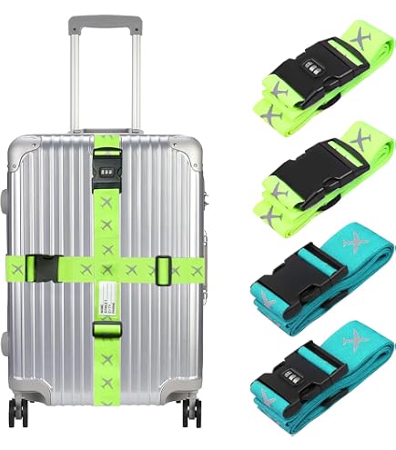 Sangle Valise Réfléchissante Avec Code - 2pcs - Sécurité Voyage 18-32 Pouces - 180-210cm