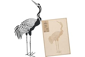 NL NAKLEO ART & WALL DECOR Riutilizzabile stencil da parete in plastica // STANDING CRANE - HERON #2 //Art Craft Mylar template (65x95cm)