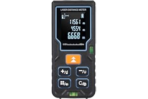 Mulcort Laser-Entfernungsmesser, 80 m/262 Fuß, tragbares Laser-Messgerät mit 2 Wasserwaagen, großes LCD-Display mit Hintergrundbeleuchtung, Pythagoras-Modus, Messung von Distanz, Fläche, Volumen