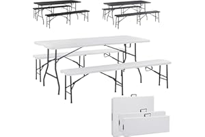 AREBOS Set Tendone Set da Tavola da Birra Tavolo da Campeggio Pieghevole