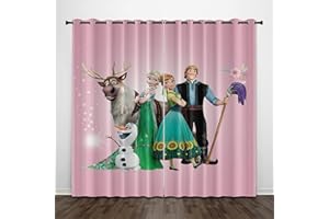 LKFFHAVD Anime Frozen Verdunkelungsvorhang - Sets, Anna Elsa Olaf Vorhänge Ösen 3D Druck ?2er Set, Für Dekoration Kinderzimmer Wohnzimmer Schlafzimmer (12,150×166(BxH))