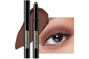 Erinde Lápiz de sombra de ojos mate de color marrón oscuro, resistente al agua y de larga duración, delineador de ojos de color crema Shimmer Crayon, lápiz de maquillaje metálico Shimmer para ojos #02