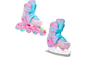 ‎RAVEN RAVEN 2in1 Schlittschuhe Inline Skates Inliner für Kinder Mädchen LED Leuchträder verstellbar