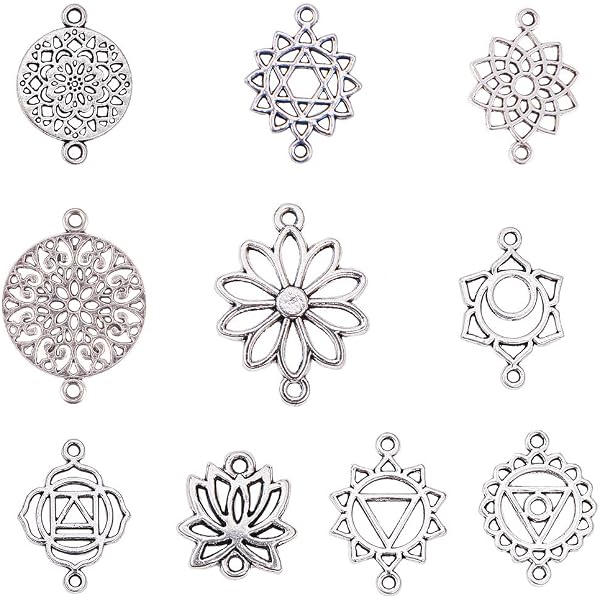 Breloques Arbre De Vie Plaqué Or 18k – Cœur, étoile, Rond – 24 Pièces – Pour Fabrication Bijoux DIY - 9