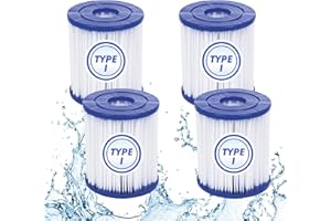SOARFLY Pool Filter Cartridge Type I for Bestway 58381 Filter, Size 1 Hot Tub Filter Replacement Cartridge 58093 Filter, 4pcs Reusable Spa Filter Type 1 for Tube Pool Cleaning,Inflatable Swimming Pool