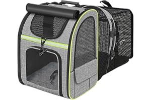 Expandable Cat Backpack, Portable Puppy Carrier, Breathable Foldable Design, Ventilated Mesh Panels, Lightweight Comfortable