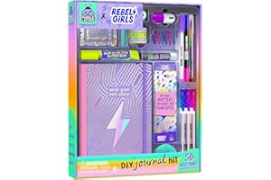 PURPLE LADYBUG Rebel Girls DIY Journal Kit for Girls Ages 6-12 - Creative Scrapbook Set with Stationery, Arts and Crafts Supplies - Diary Gift Set - Birthday Presents for 6 7 8 9 10 11 12 Years Old