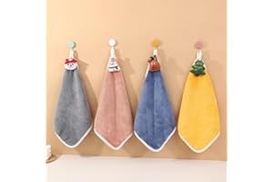 Fadcaer Świąteczne ręczniki do rąk, 4 szt. ręcznik do suszenia rąk z pętelką do powieszenia, urocze ręczniki do rąk do łazienki, miękkie koralowe, szybkoschnące, chłonne, małe ręczniki do rąk, do