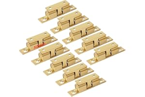 LOOTICH Laiton Double Loqueteau à Billes 50mm Rouleau Loquetaux Fermeture pour Placard Meubles Porte Armoire Loquet Serrure de Portiere (10 Pcs)