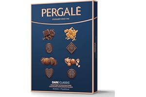 IMPERIAL COAST Caja de Bombones, chocolate para regalar Pergalé 113gr – Sabores: Avellanas, Trufa, Chocolate y caramelo – 16 unidades.