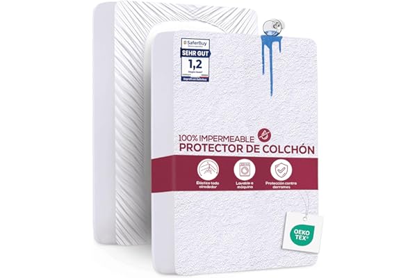 Utopia Bedding Protector Colchón 135 x 190 x 40 cm Impermeable, Certificación Oeko-Tex Funda Colchón, Cubre Colchón Transpirable, Elástico En Todo El Contorno