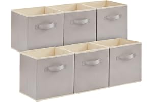 ‎LIFEWIT Lifewit Składane sześcienne kosze do przechowywania, średniej wielkości dekoracyjne kosze do przechowywania z tkaniny, zestaw 6 sztuk w kolorze jasnoszarym