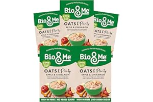 Bio&Me: Apple & Cinnamon Gut-Loving Porridge 5-Pack (5 x 400g Total) / Vegan, No Added Sugar, High Fibre, Breakfast