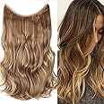 SEGO 50cm 20" Capelli Extension con Filo Invisibile Extension Wire Linea Fascia Unica Capelli Sintetici Mossi 90g Marrone Chi