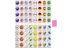 FULENYI Seaside Escape Jeu Mahjong Set avec 65 Baguettes et Motifs Drapeaux - Blocs de Jeu avec Drapeaux Nationaux - Jeux de Société