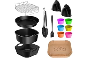 ZORENLEPO 15-teiliges Airfryer Zubehör für Philips Airfryer XXL (HD9285/90, HD9876/90, HD9650/90),NINJA MAX PRO 6,2L AF180EU Heißluftfritteuse Zubehör,Air fryer Zubehör für COSORI XXL BPA-frei Wiederverwendbar