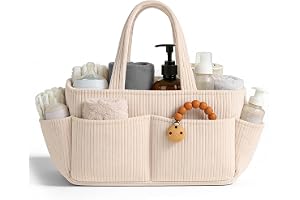 Indrnif Skötkorg i cord för skötbord, baby blöj-caddy organizer med utbytbara fack, snygg förvaringskorg för barnrum, babypresent för skötbord och skötväska