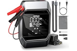 ‎CAFELE CAFELE[5 IN 1]Zuverlässig Starthilfe Auto mit Kompressor 160PSI 1000A 8000Mah,Starthilfe Powerbank mit Luftkompressor 12V,40W USBC Schnellladung,2 LCD-Anzeige,Light für 6,0 Liter Gas/3,5 Liter Diesel