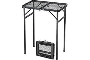 FUNYKICH Bärbart BBQ-bord för utomhus (60 x 40 cm), 3 höjdjusterbart vikbart grillbord upp till 75 cm, lätt campingbord i metall med bärbart handtag för camping, picknick, grillning