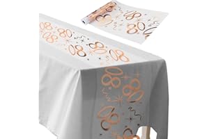 ddckj Happy Birthday Table Runner 28 cm x 10 m 80th Birthday Table Cloth Rose Gold Table Decorations for Men and Women Anniversary Celebrations Banquets Parties