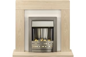 Adam Malmo Electric Fireplace Suite Oak with Helios Electric Fire, 2000 Watt