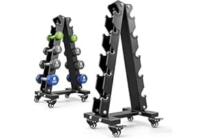 ‎YOLEO YOLEO Schwerlast-Hantelständer mit Rollen – Verstellbares Gewichtsregal, 200 kg Tragfähigkeit, platzsparender Fitness-Organizer für Zuhause, rutschfest & fingerschonend (nur Regal, Klein)