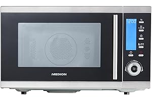 ‎MEDION MEDION MD 15501 4 in 1 Mikrowelle mit Grill (25 Liter, 900 Watt, 1100 Watt Grill, 2500 Watt Heißluft, 10 Automatik-Programme) silber