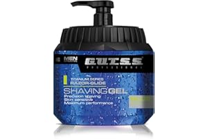 Gutss Professional Shaving Gel with Pump for Men- Fresh Active Smooth Shave for Skin Types – Non-Irritating Moisturizing Effect - Soothing Soften Pre-Shaving - Refreshing Fragrance 500ml (Blue)