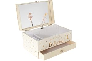 TROUSSELIER - Ballerina. le Film - Boîte à Bijoux Musicale - Idéal Cadeau Jeune Fille - Phosphorescent - Brille dans la nuit - Musique Lac des Cygnes - Colori Ivoire