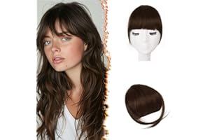 BARSDAR Frangia Clip Capelli Veri, 100% Naturali Frangetta Air Bangs French Bangs Frangia Extension Clip Capelli Veri Cura Capelli Donna lavabile/tingibile