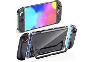 LXFEIFANTECH Funda protectora transparente compatible con Nintendo Switch 2 2025, carcasa rígida transparente, protector delgado para Joy-Con y agarre, diseño dividido, antiarañazos, absorción de golpes