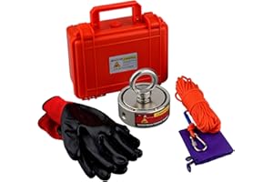 MUTUACTOR Magnes wędkarski dwustronny połączony 600 kg siła przyciągania magnetycznego, wytrzymały magnes neodymowy N52 z wytrzymałą liną 20 m, mocny magnes do odzyskiwania skarbów w rzekach