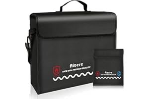 Aitere Sac à Documents Ignifuge 43 x 31 x 15 cm Sac étanche Ignifuge pour Documents A4 Passeport Fichier bancaire Argent Objets de Valeur | avec Pochette en Prime Sac à Documents Ignifuge