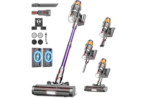 MINILANDIA Aspirateur Balai Sans Fil avec 2 Batteries, 150Min/55KPA/600W/2.0L Aspirateur Sans Fil Puissant, Brosse Anti-Enchevêtrement/Support Mural Rechargeable/Écran LED, pour Poils d'Animaux/Tapis/Sols Durs