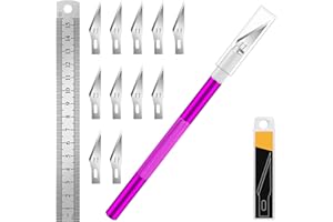 Artcut Cutter Di Precisione 12 Pz Taglierino, 1 Bisturi con 10 Lame, 1 Righello, Modellismo Mini Cutter per Pane, Piccolo(Viola)