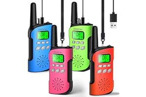 AWANFI Walkie Talkie für Kinder 4er Set, Walkie Talkie Aufladbar mit Li-ion Akku, Walky Talky mit VOX, Taschenlampe, Funkgerät Set, Walki Talki Camping Abenteuer, Geschenk für Kinder de 3-12 Jahre