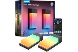 ‎GOVEE Govee Outdoor Wandleuchte RGBIC, 1500LM Smart LED Wandleuchte Aussen mit 45 Scene Modes, IP65 Wasserdicht für Wandlampe, DIY Wandleuchte, Funktioniert mit Alexa, Google Assistant und Matter, 2 Stück