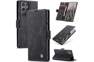 Samokor Hülle für Samsung Galaxy S24 Ultra 5G Handyhülle,Premium Lederhülle Klappbar Tasche Magnet Kartenfach Standfunktion Flip Case Schutzhülle Klapphülle für Samsung Galaxy S24 Ultra, Schwarz