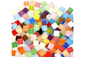 JABNOW 500g Bunte Kristall Mosaik Fliesen, 1 x 1cm Quadratische Mosaiksteine, Glasmosaik Bastelset, Mini Mosaik Fliesen für DIY Kunsthandwerk, Heim Deko, Fotorahmen, Blumentöpfe (Farbmischung)