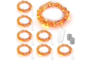 BrizLabs Arancia Autunno Catene Luminose, 8 Pezzi 20 LED Halloween Stringa Luci a Batteria Decorazioni Autunnali Filo Di Argento Ghirlanda Catena di Luci per Natale Ringraziamento Interno Casa Feste