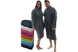 LEBENGOOD Peignoir unisexe pour femme et homme 100% coton éponge américain 400 g avec ceinture, poches, douche, peignoir doux, serviette