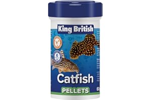 King British – Catfish Pellets 60g – Multi-Vitamin Complete Sinking Food for Catfish & Other Bottom-Feeding Tropical Fish – Clear Water Formula –Natural ingredients – Support A Healthy Immune System