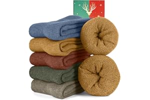 CheChury Skarpety termiczne Damskie 5 par Gruba Wełna Zima Kolorowe Wełniane Skarpety Wygodne Oddychające Ciepłe Świąteczny Prezent Urodzinowy dla Kobiet