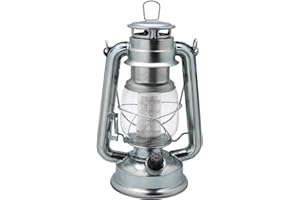 YAKii LED Vintage Lantern Metal Hanging Hurricane Lantern 12 LED Dimmer Switch Cold White Battery Operated Lantern Power Outage Indoor Camping Lighting Outdoor Lantern(Silver)
